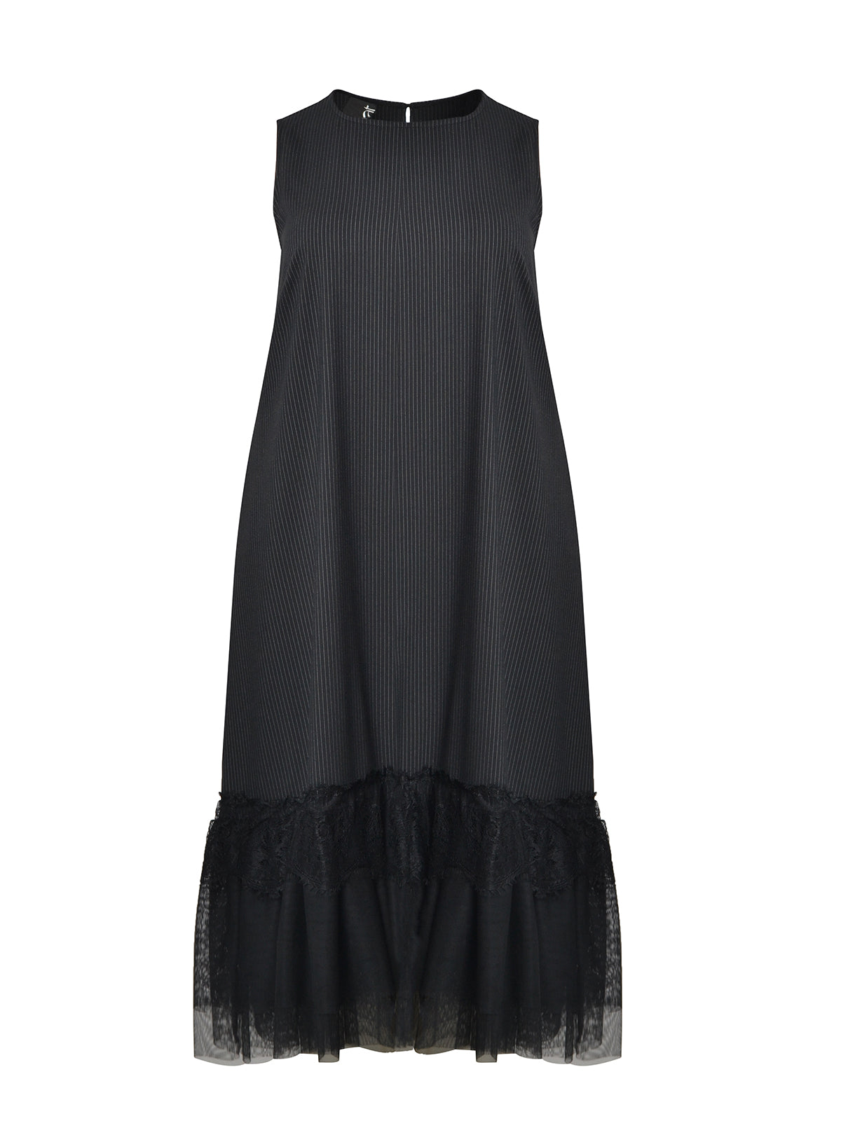 PINSTRIPE SHIFT DRESS WITH LACE HEM plus-size - AMOUR781