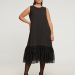 PINSTRIPE SHIFT DRESS WITH LACE HEM plus-size - AMOUR781