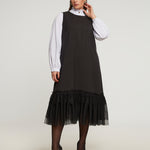 PINSTRIPE SHIFT DRESS WITH LACE HEM plus-size - AMOUR781