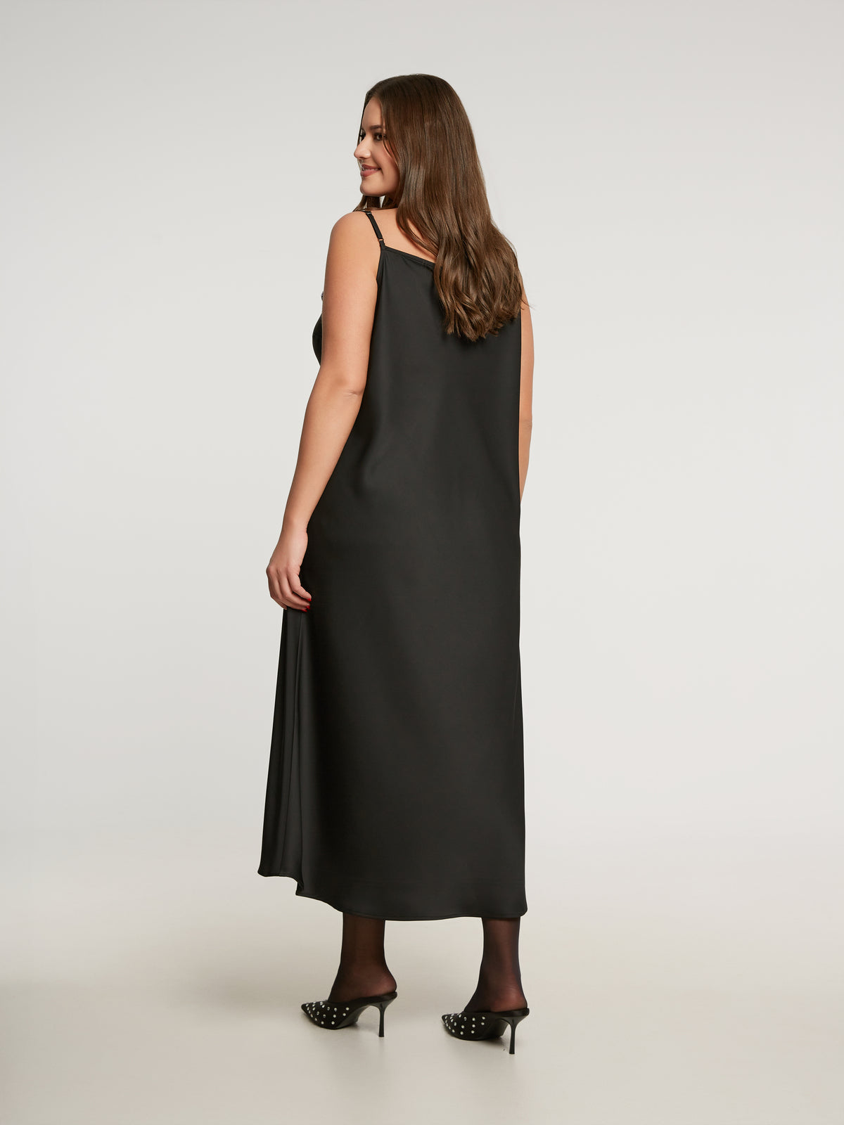 SILKY MIDI SLIP DRESS plus-size - AMOUR781