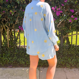 Ice Blue Sun Miley Shirt plus-size - AMOUR781
