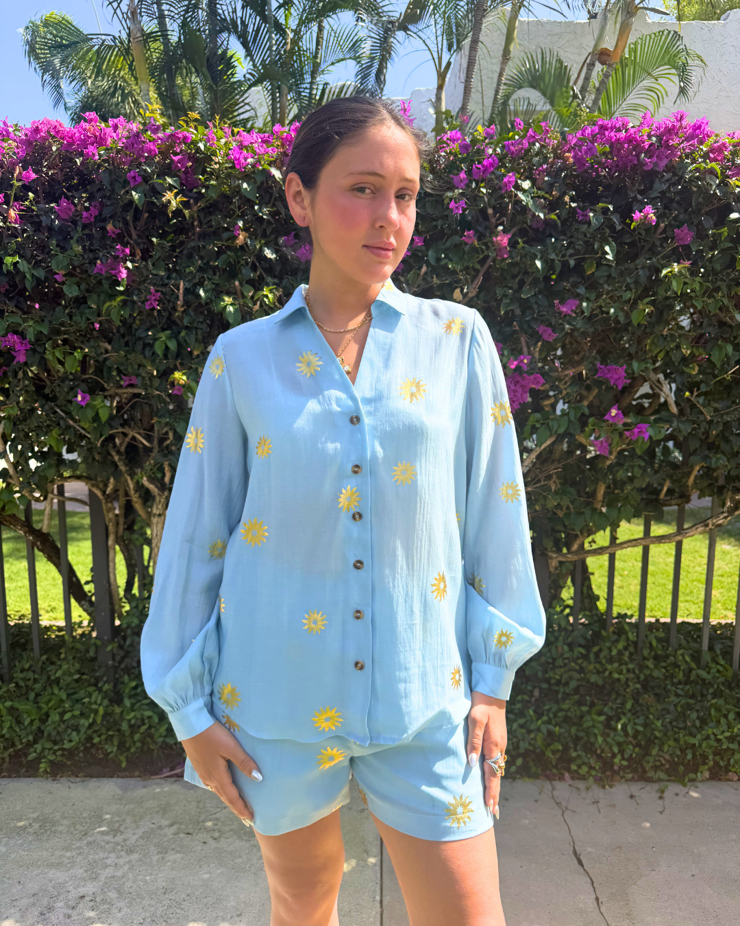 Ice Blue Sun Miley Shirt plus-size - AMOUR781