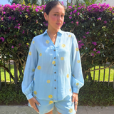 Ice Blue Sun Miley Shirt plus-size - AMOUR781