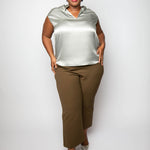 HIGH WAIST CROP FLARE PANT plus-size - AMOUR781