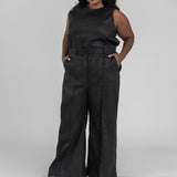 LINEN WIDE LEG PANTS plus-size - AMOUR781