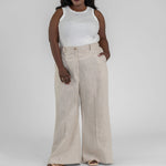 LINEN WIDE LEG PANTS plus-size - AMOUR781