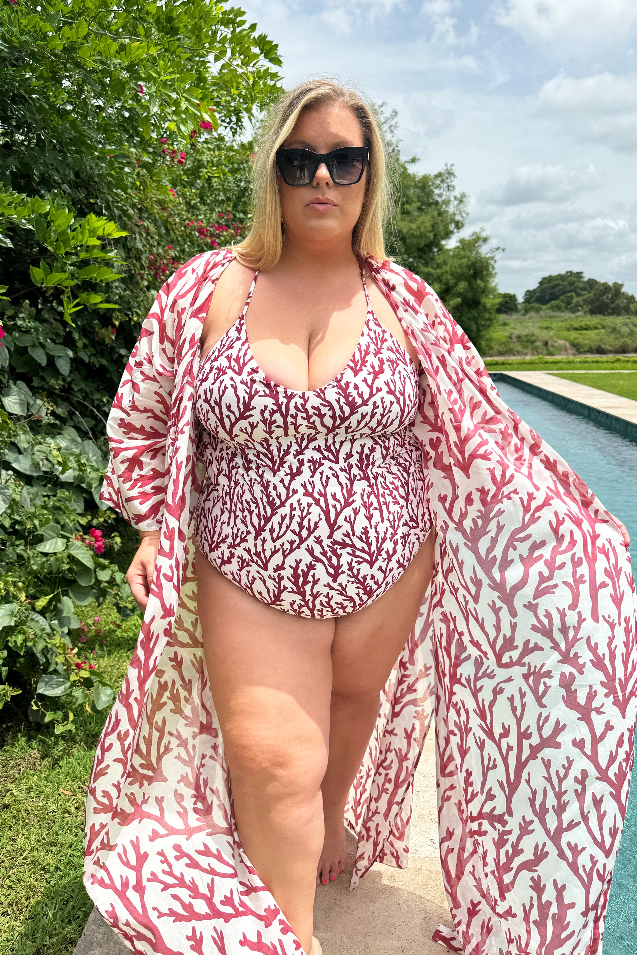 LONG KIMONO COVER-UP plus-size - AMOUR781