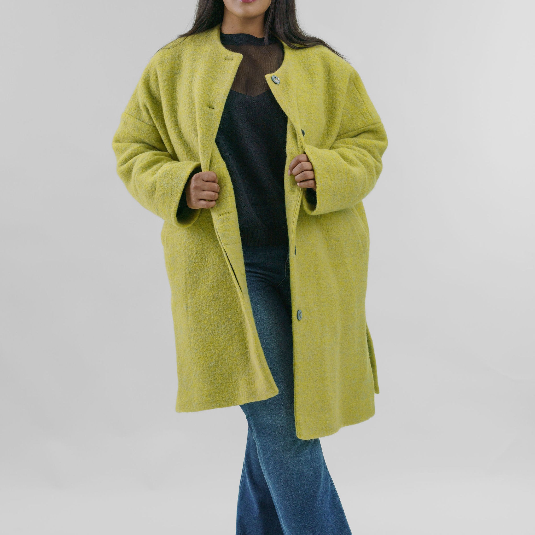 CHANGEANT WOOL MIX COAT plus-size - AMOUR781