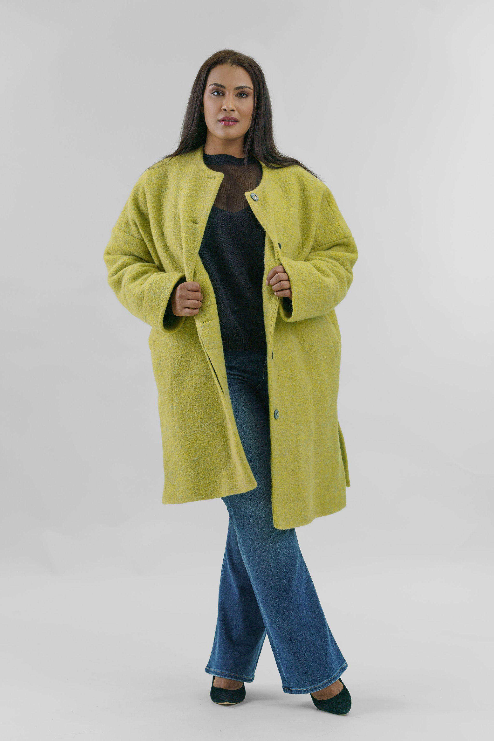 CHANGEANT WOOL MIX COAT plus-size - AMOUR781