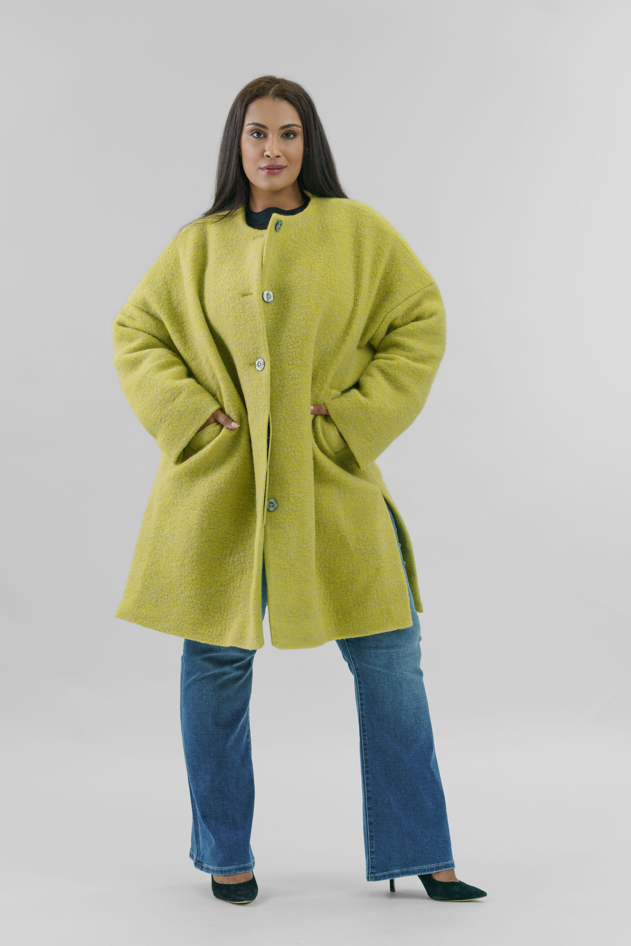 CHANGEANT WOOL MIX COAT plus-size - AMOUR781