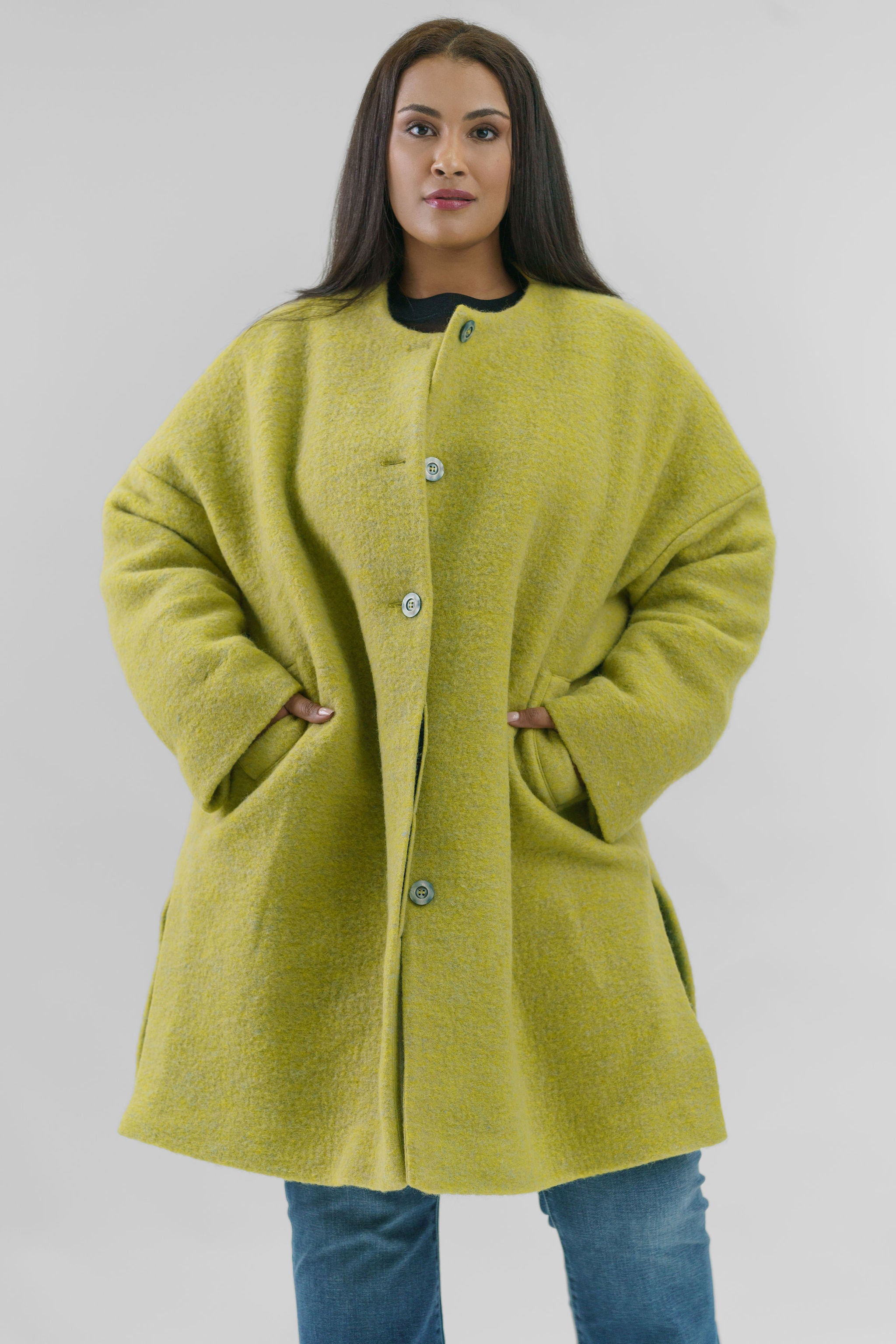 CHANGEANT WOOL MIX COAT plus-size - AMOUR781