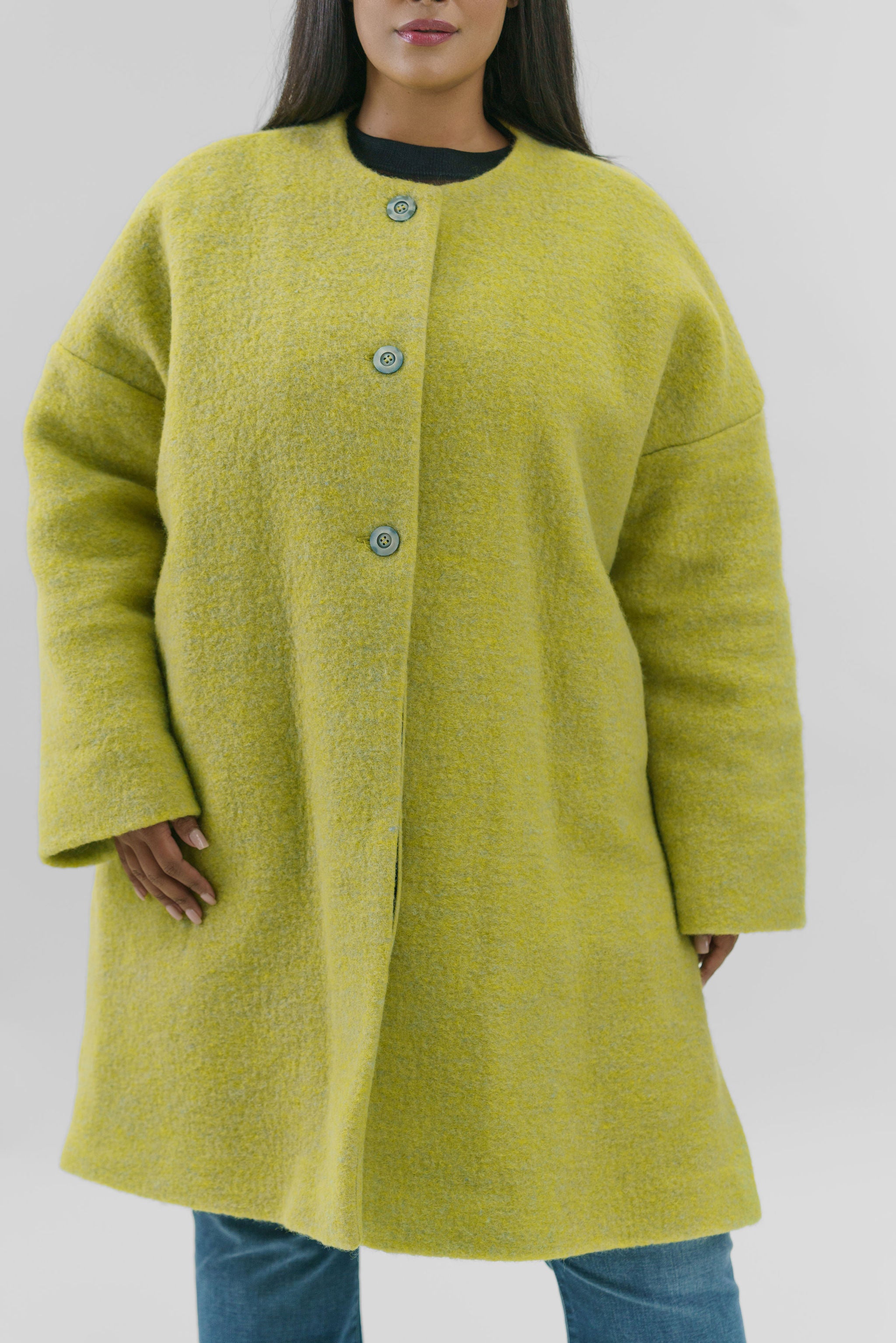 CHANGEANT WOOL MIX COAT plus-size - AMOUR781