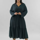 CREPE VISCOSE FLOUNCE DRESS plus-size - AMOUR781