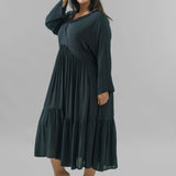 CREPE VISCOSE FLOUNCE DRESS plus-size - AMOUR781