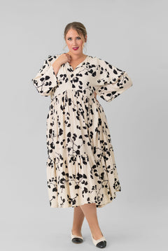 GINGKO LEAVES FLOUNCE DRESS plus-size - AMOUR781