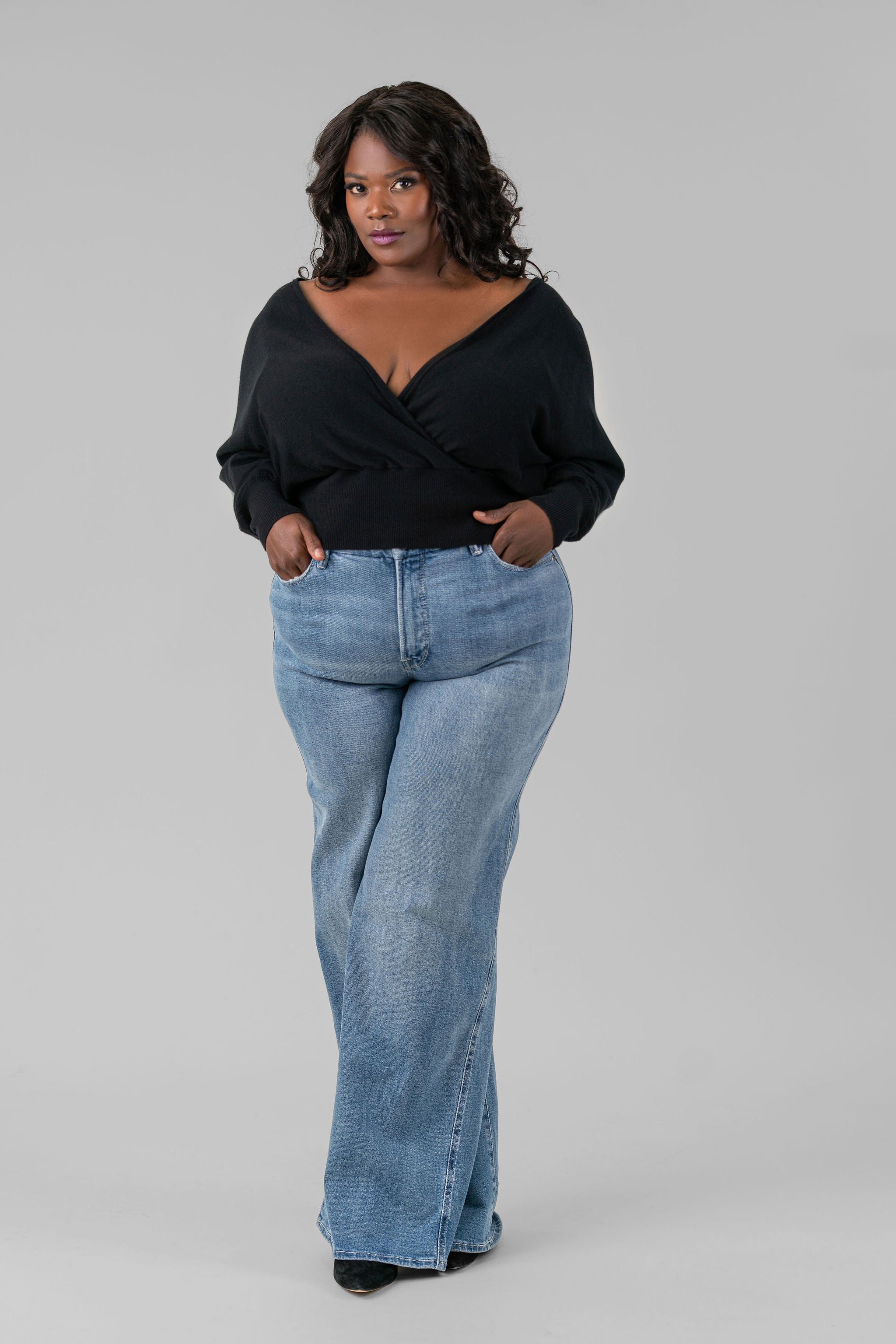 MULLEIN COTTON WRAP SWEATER plus-size - AMOUR781