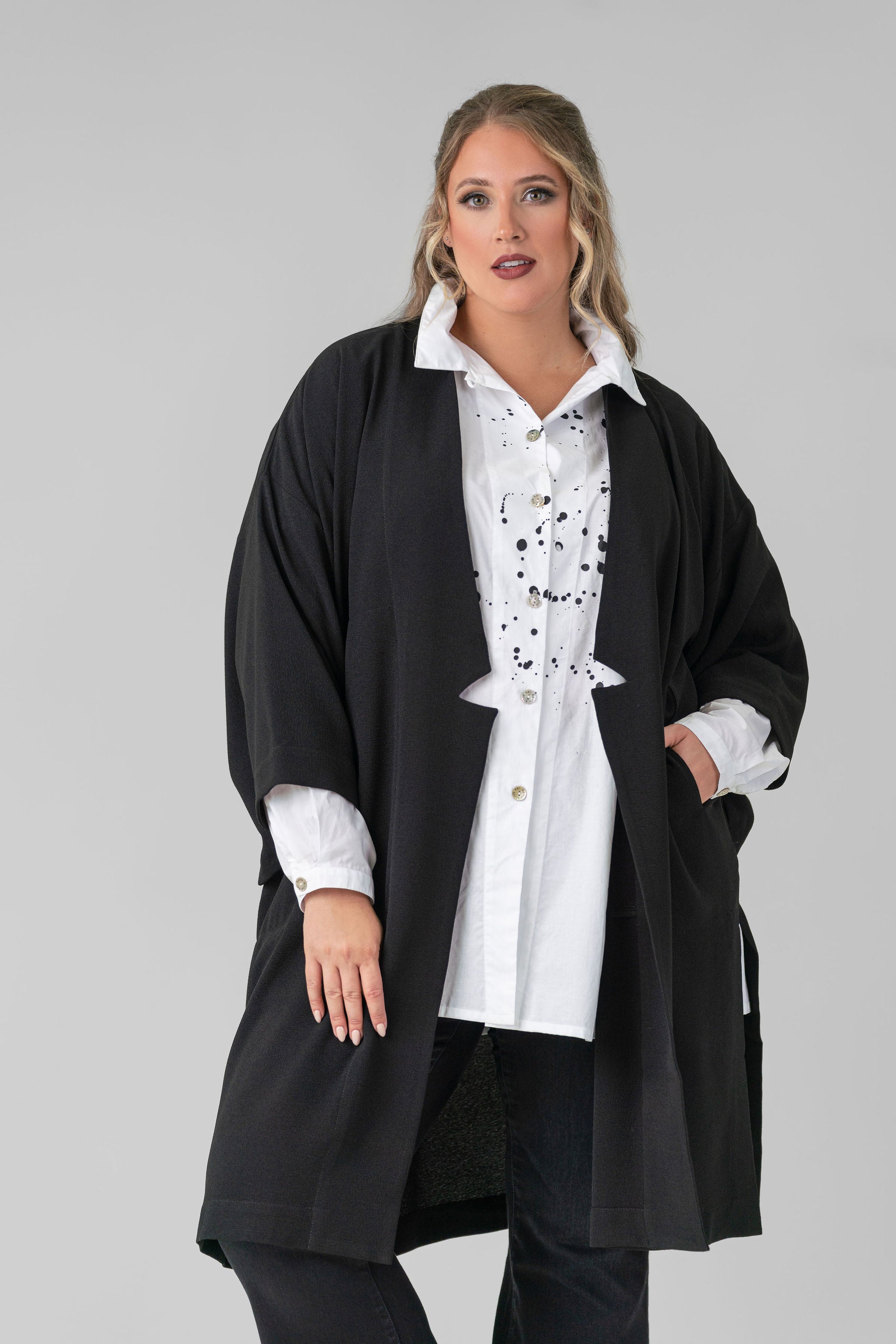 NAMI CREPE KIMONO JACKET plus-size - AMOUR781