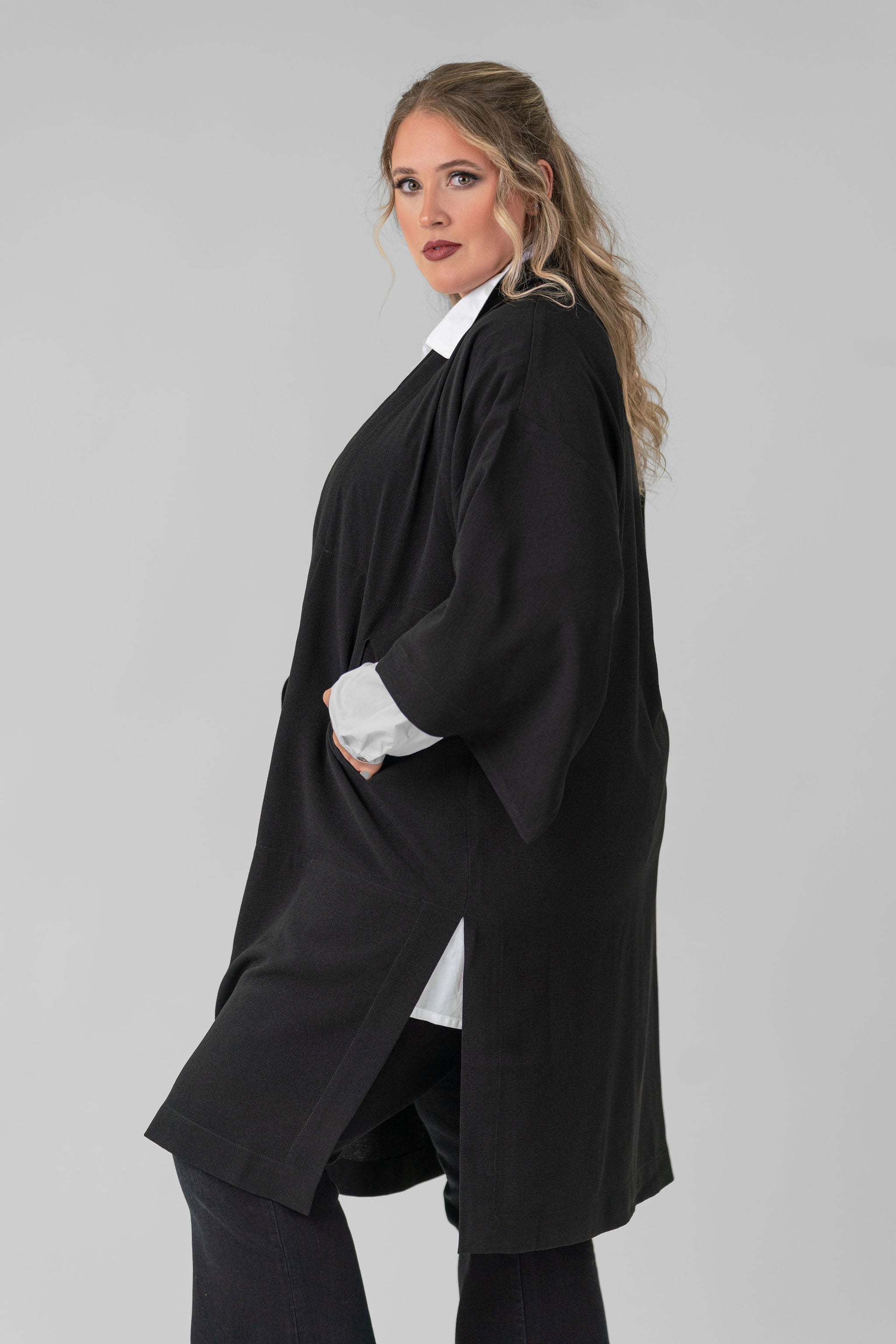NAMI CREPE KIMONO JACKET plus-size - AMOUR781