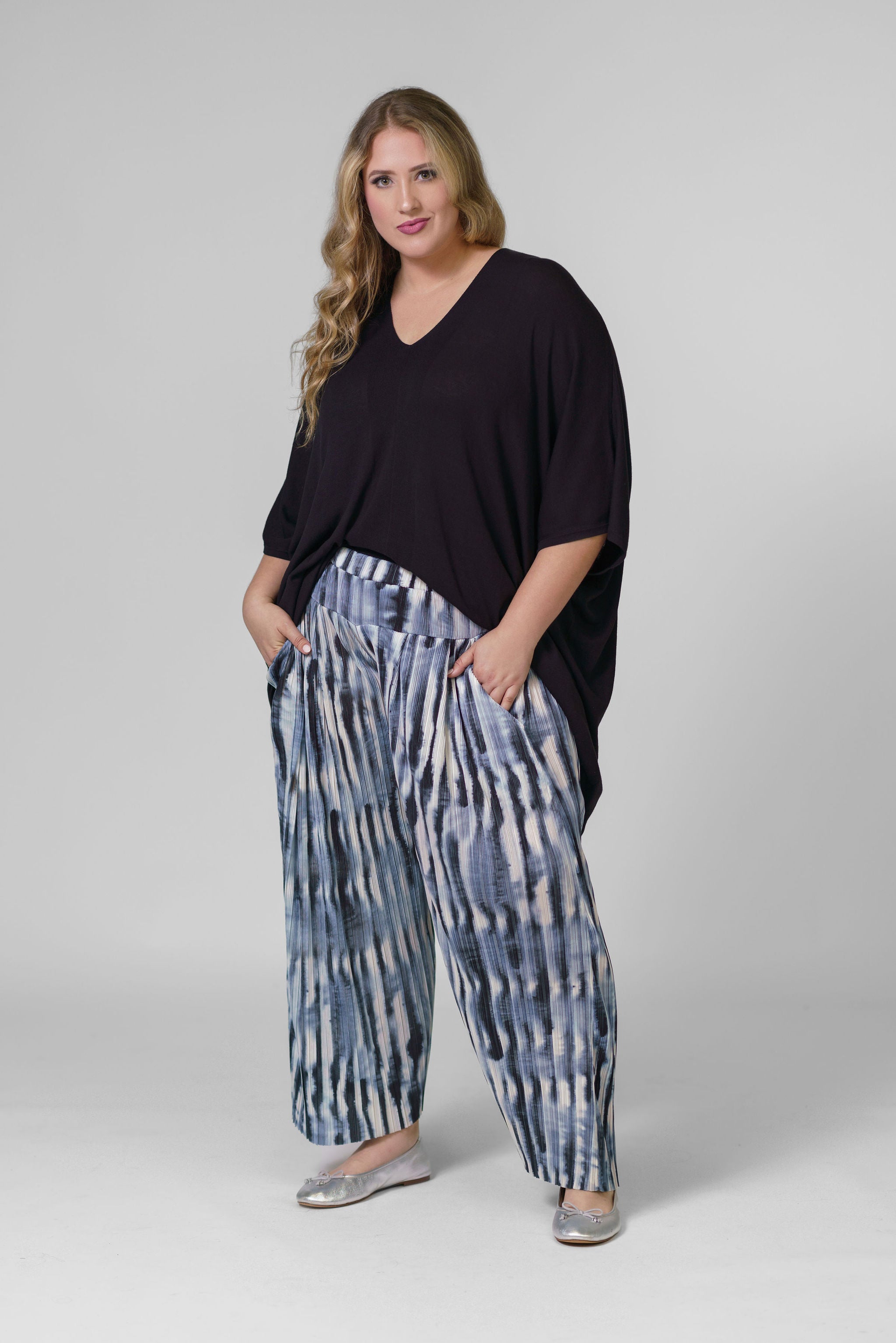 SHIBORI STRIPE PANTS plus-size - AMOUR781