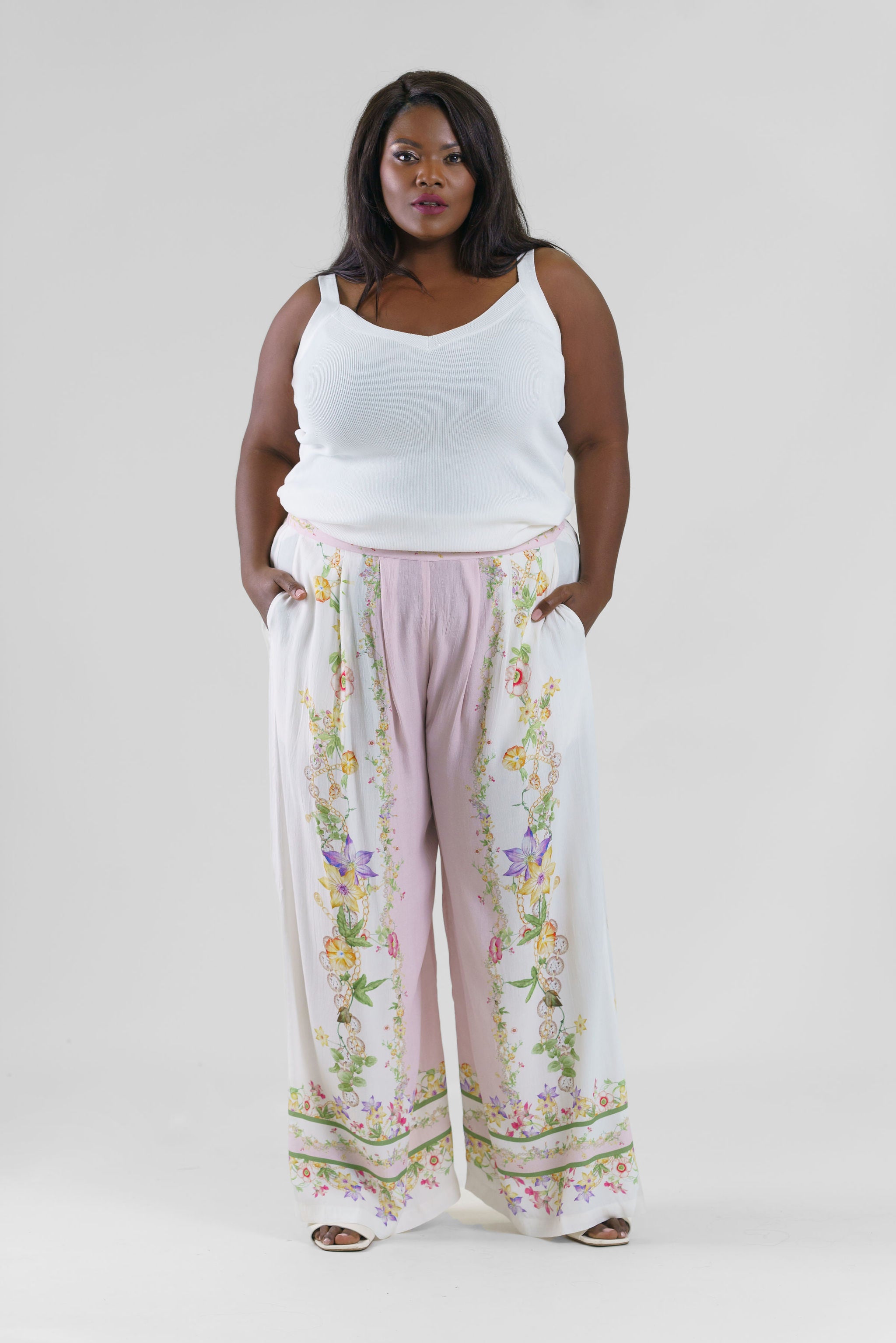 NOVAH WIDELEG PANTS plus-size - AMOUR781