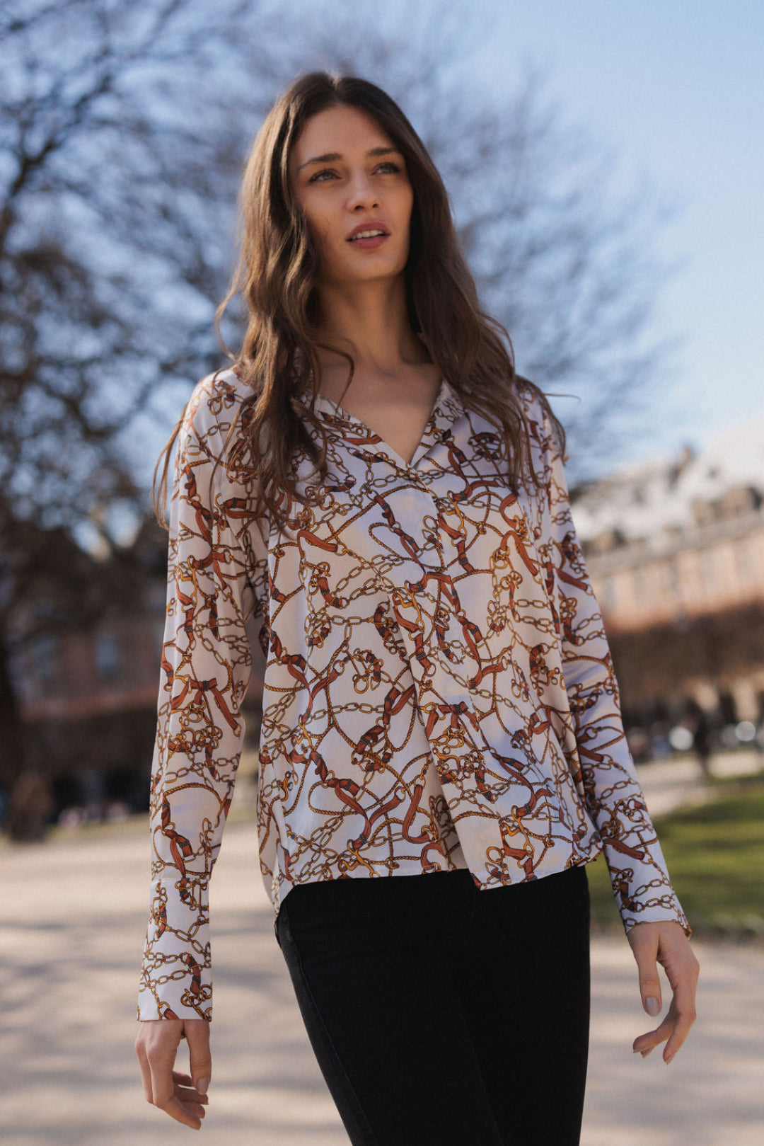 DARIA FRENCH CUFF SILK BLOUSE- Belgrano plus-size - AMOUR781