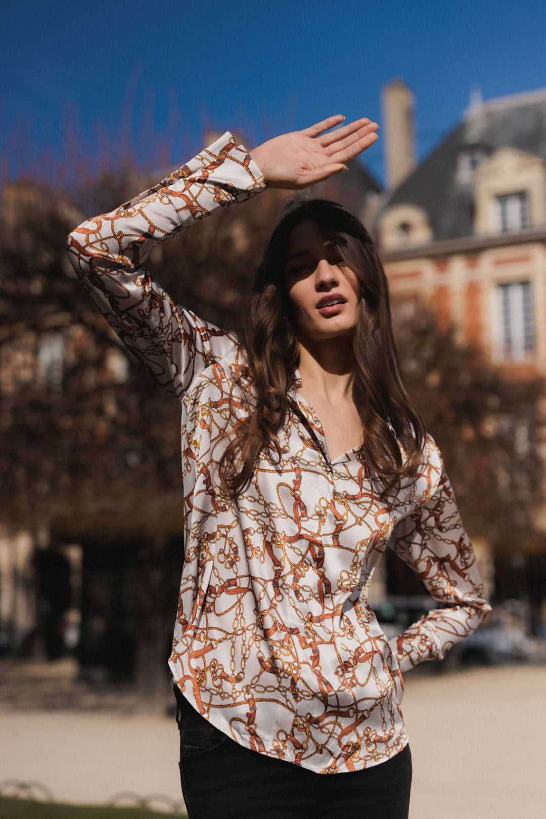 DARIA FRENCH CUFF SILK BLOUSE- Belgrano plus-size - AMOUR781