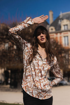 DARIA FRENCH CUFF SILK BLOUSE- Belgrano plus-size - AMOUR781