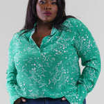 DARIA FRENCH CUFF SILK BLOUSE - Celestial Butterfly plus-size - AMOUR781