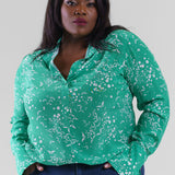 DARIA FRENCH CUFF SILK BLOUSE - Celestial Butterfly plus-size - AMOUR781