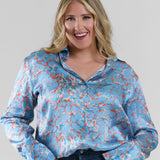 DARIA FRENCH CUFF SILK BLOUSE - Corfu plus-size - AMOUR781