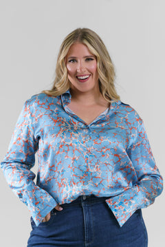 DARIA FRENCH CUFF SILK BLOUSE - Corfu plus-size - AMOUR781