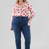 DARIA FRENCH CUFF SILK BLOUSE - Raspberry Heart plus-size - AMOUR781