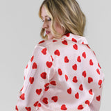 DARIA FRENCH CUFF SILK BLOUSE - Raspberry Heart plus-size - AMOUR781