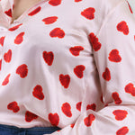 DARIA FRENCH CUFF SILK BLOUSE - Raspberry Heart plus-size - AMOUR781