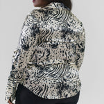 DARIA FRENCH CUFF SILK BLOUSE - Zebra Graze plus-size - AMOUR781