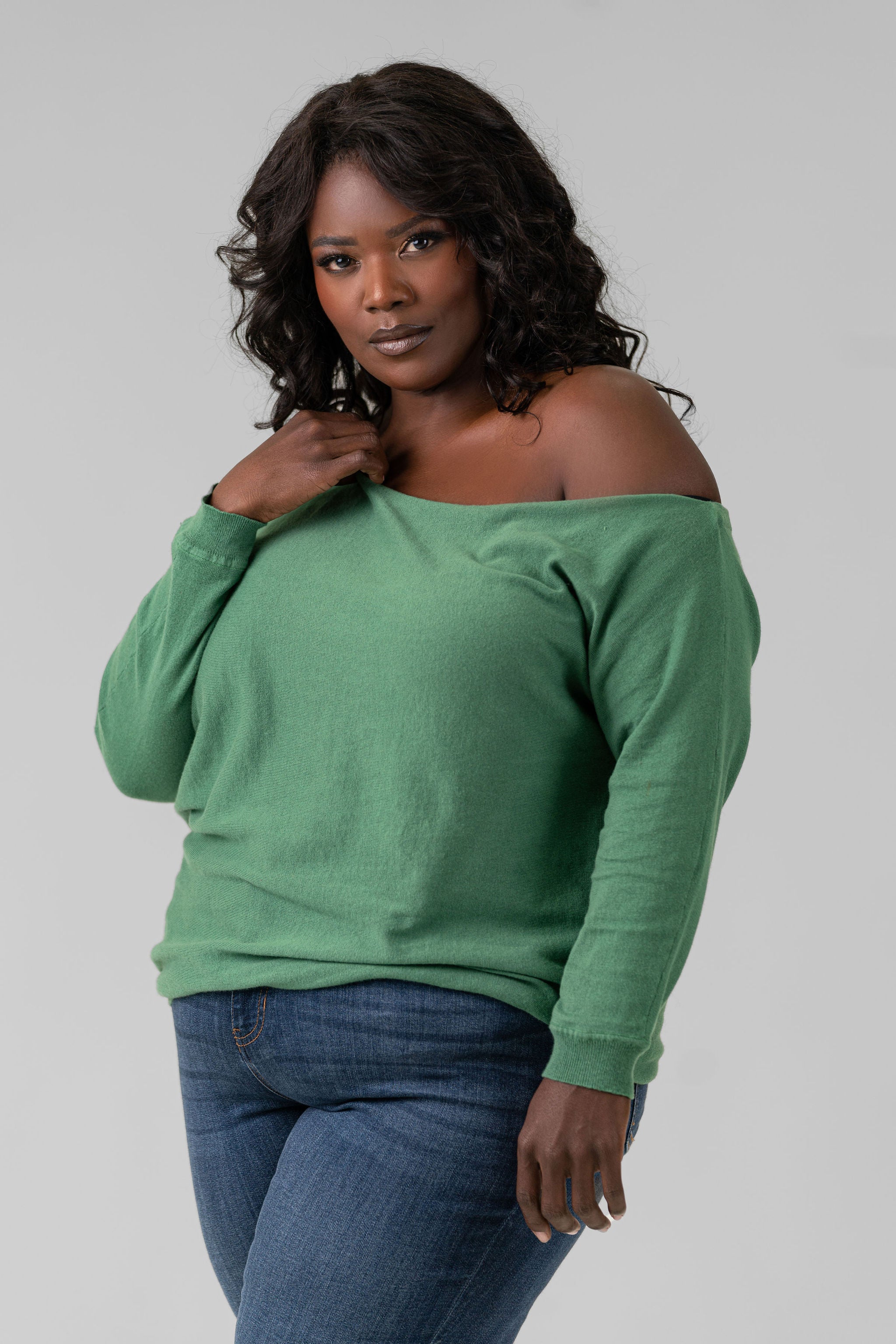 COTTON CASHMERE OFF-THE-SHOULDER plus-size - AMOUR781