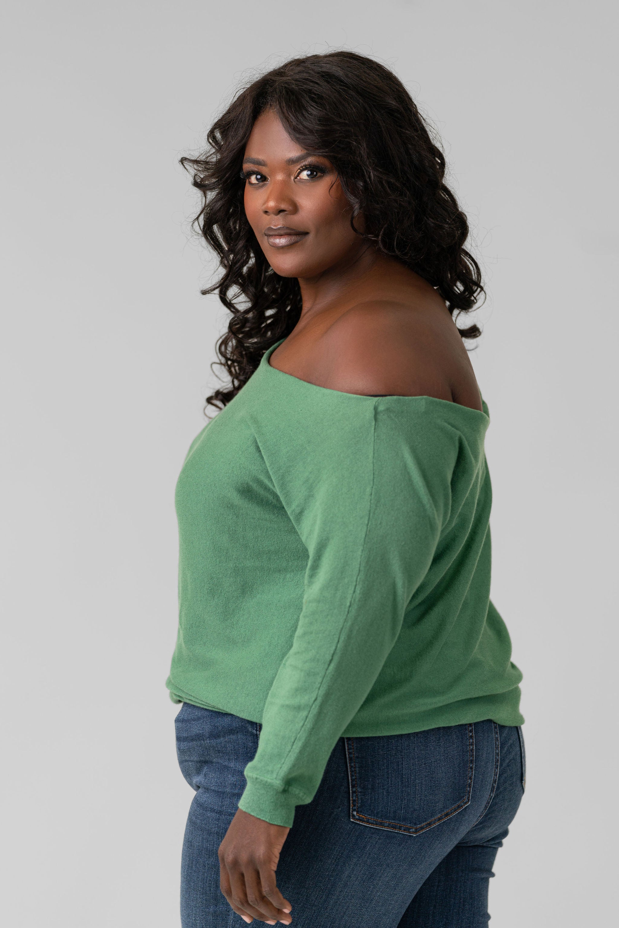 COTTON CASHMERE OFF-THE-SHOULDER plus-size - AMOUR781