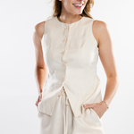 THE CHLOE LINEN VEST plus-size - AMOUR781