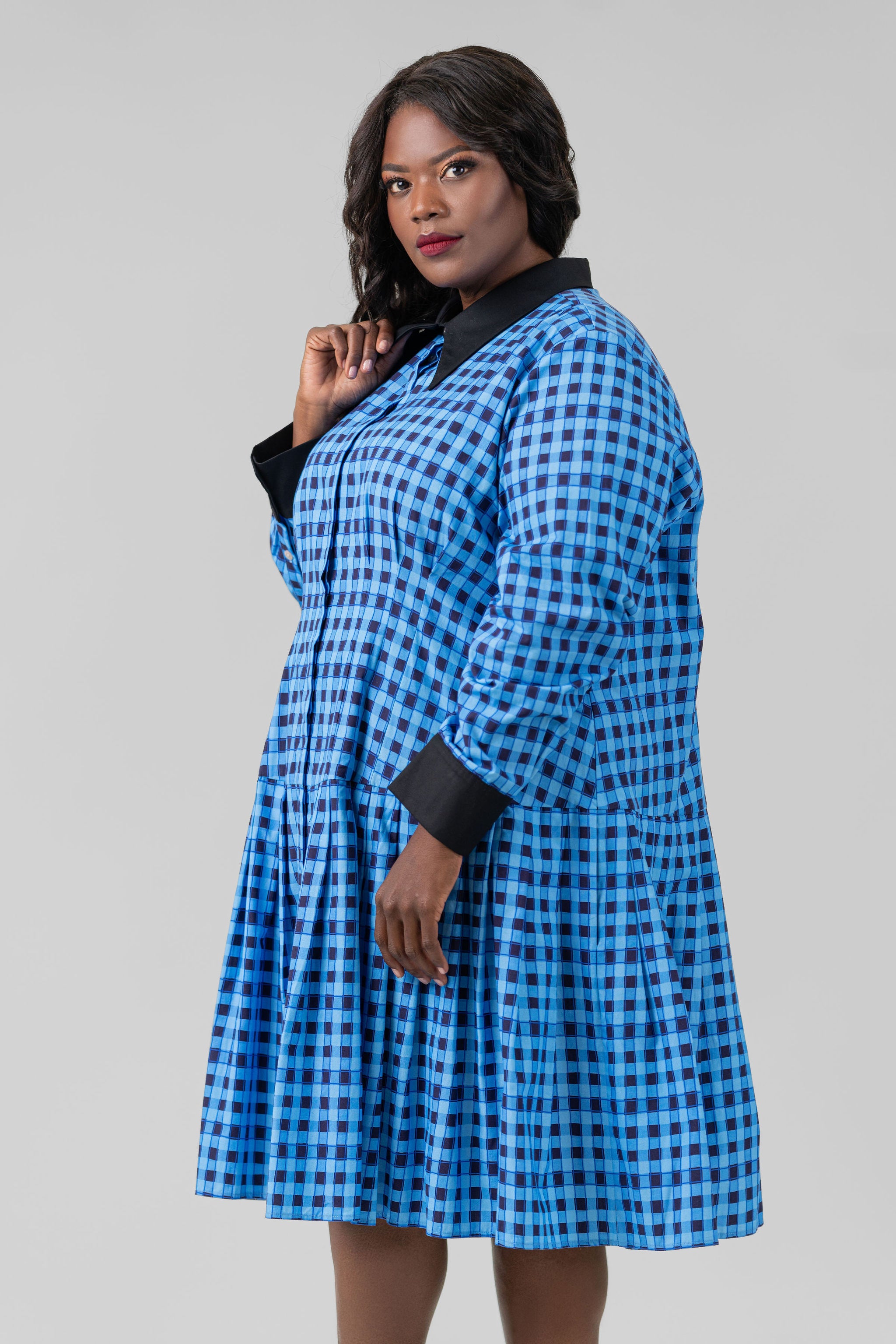 CHECK PREP DRESS, 3X / TAPIZ by de Loreta AMOUR781