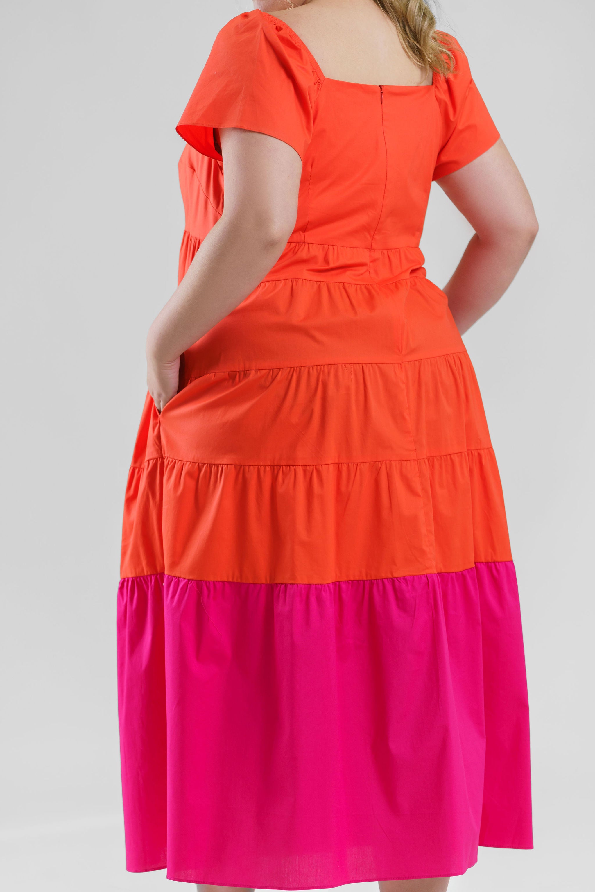 CONSTANCE COTTON POPLIN DRESS, 22 / Tigerlily and Fuchsia by Donna Morgan AMOUR781 CONSTANCE COTTON POPLIN DRESS, 22 / Tigerlily and Fuchsia by Donna Morgan AMOUR781