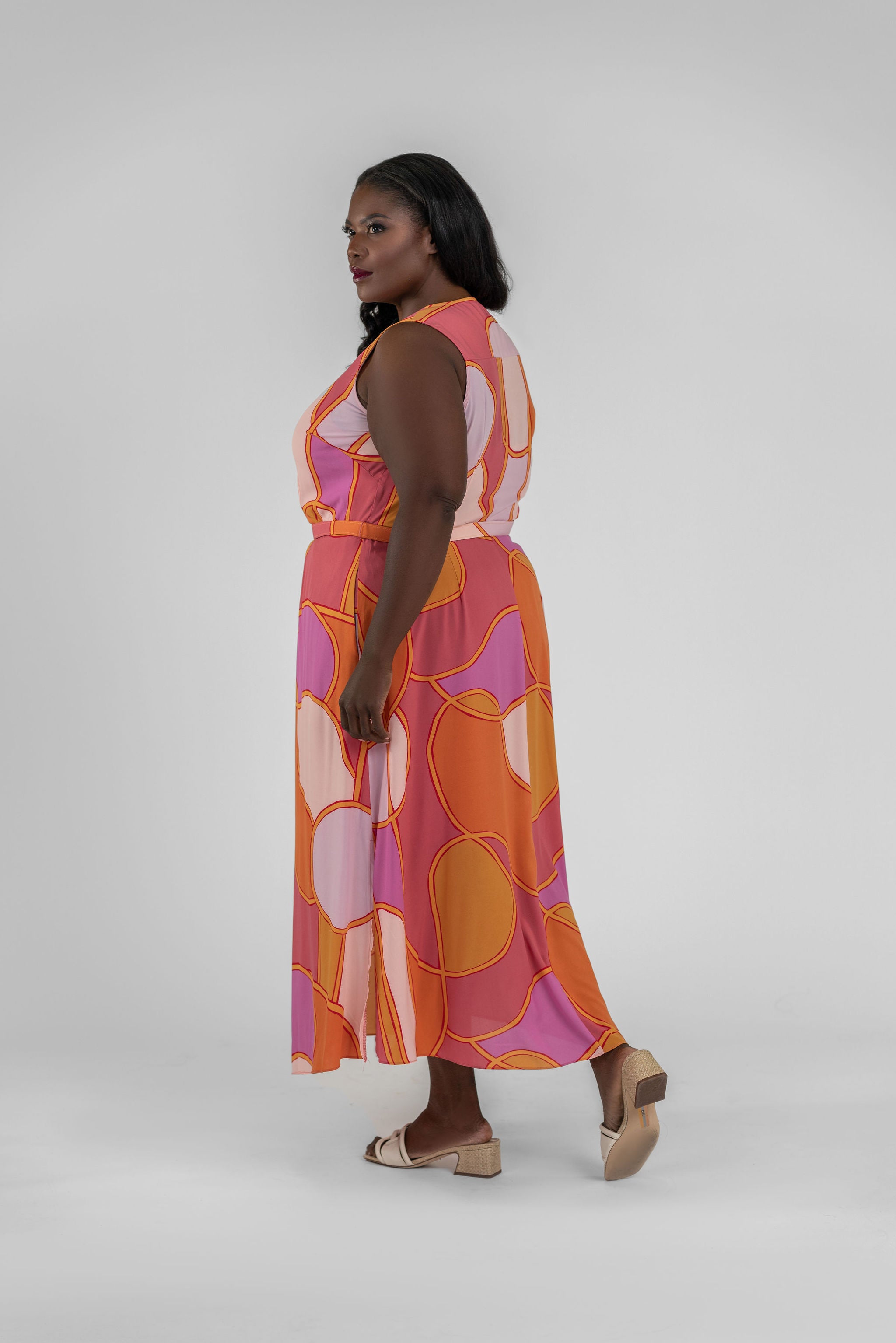 MIDI BUTTON DOWN DRESS plus-size - AMOUR781