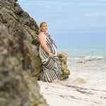 GRECIAN BLACK & CREAM DRESS plus-size - AMOUR781