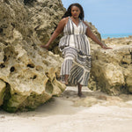 GRECIAN BLACK & CREAM DRESS plus-size - AMOUR781