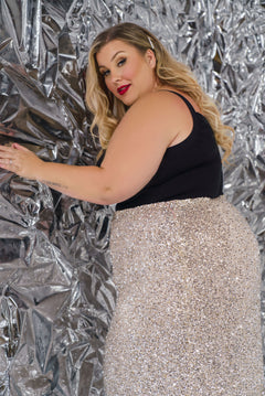 SILVER SEQUIN DORRIS SKIRT plus-size - AMOUR781