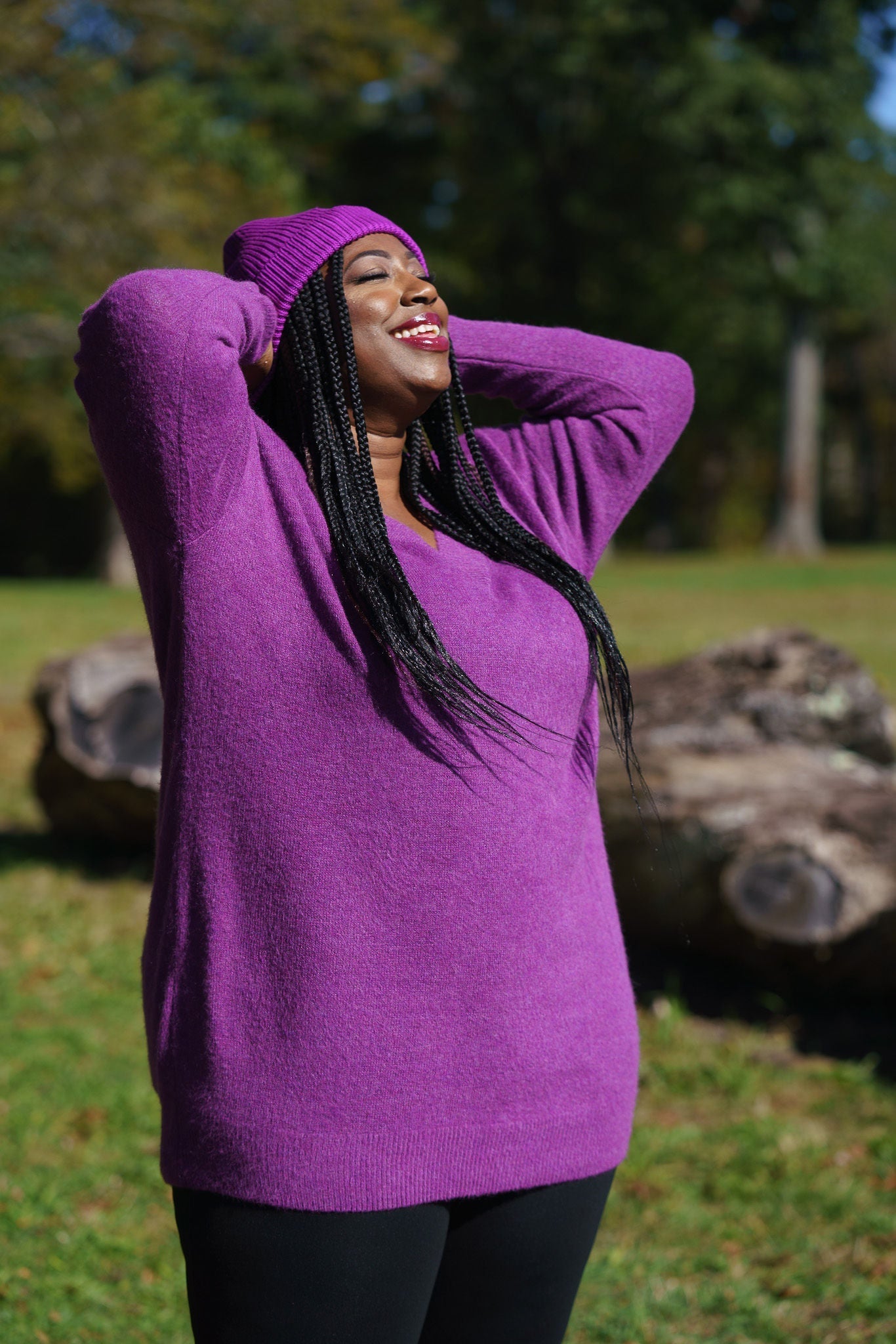 FLUFFY V-NECK LONG JUMPER plus-size - AMOUR781