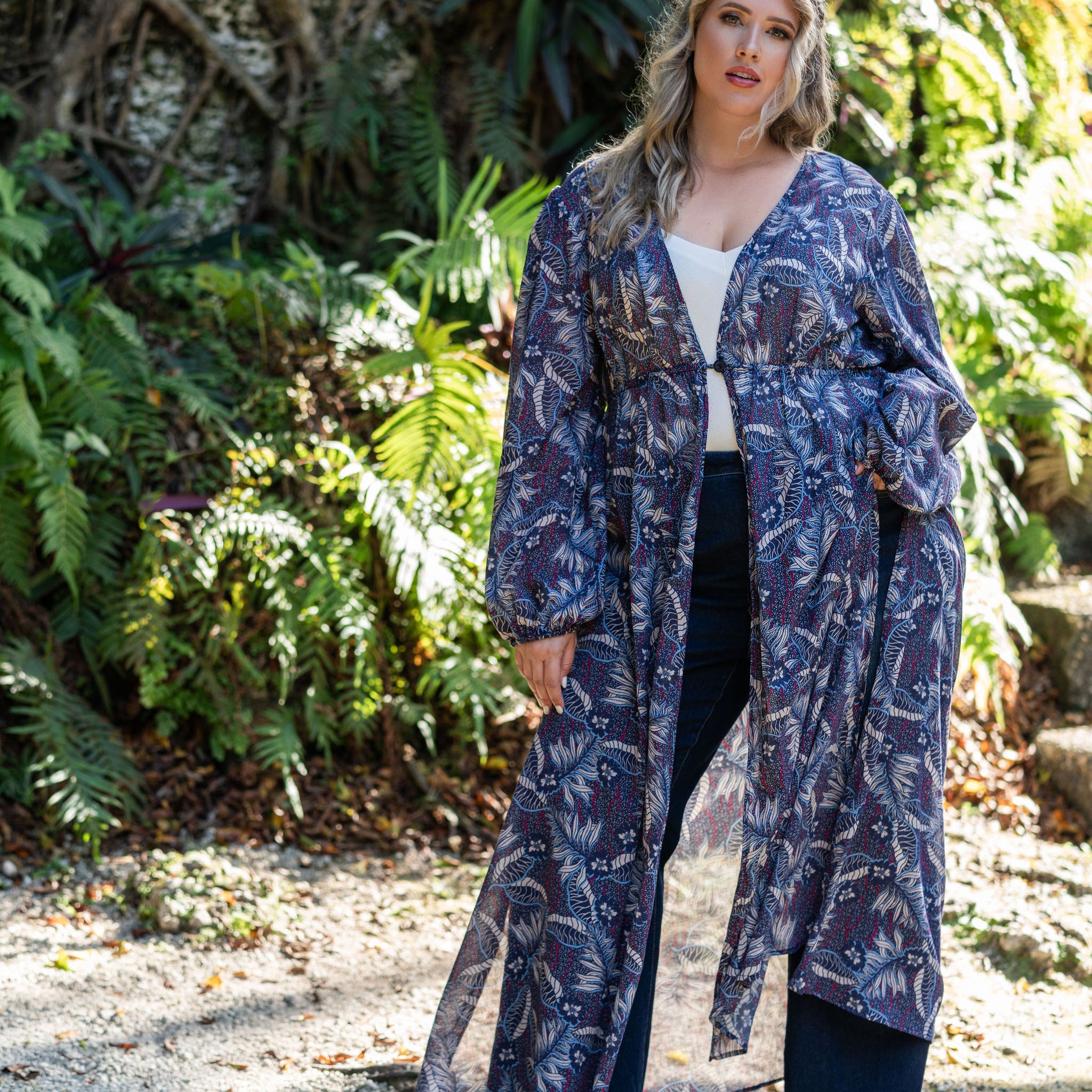 TRISH LONG DUSTER GAUZE plus-size - AMOUR781