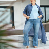 DENIM FLARE SCALLOP JEAN plus-size - AMOUR781