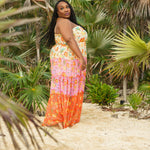 NARGIS SHIMMER SUNSET MAXI DRESS plus-size - AMOUR781