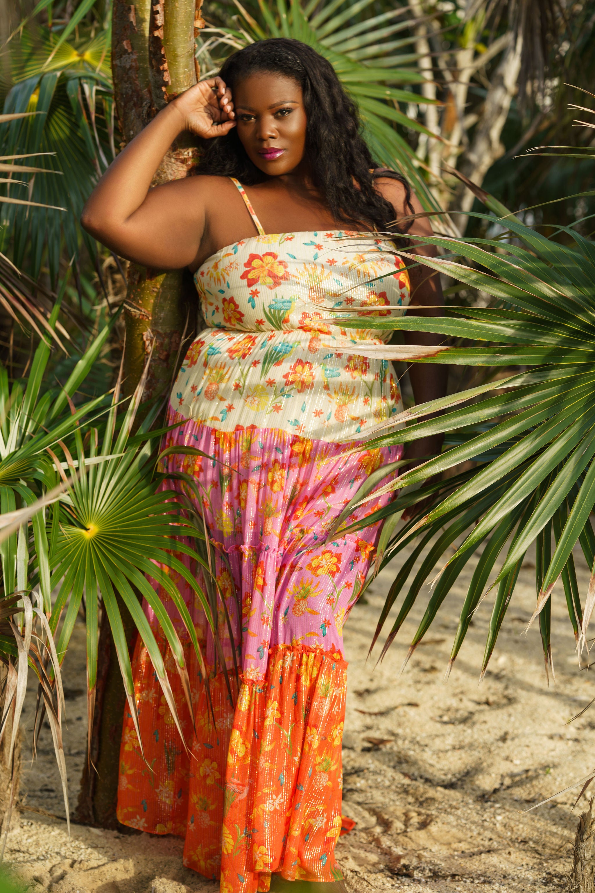 NARGIS SHIMMER SUNSET MAXI DRESS plus-size - AMOUR781
