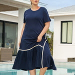 ROWAN POINTE KNIT DRESS WITH PLEATING plus-size - AMOUR781